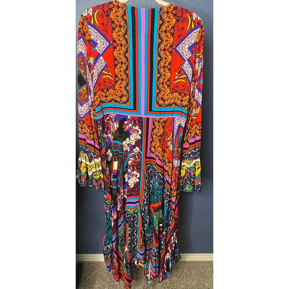Free People Over The Rainbow Button Hi Low Midi Dress Kimono Handkerchief Small - Picture 5 of 8